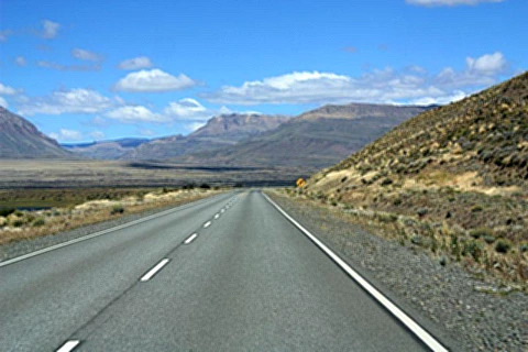 Trecho da estrada de El Calafate ao Glaciar Perito Moreno