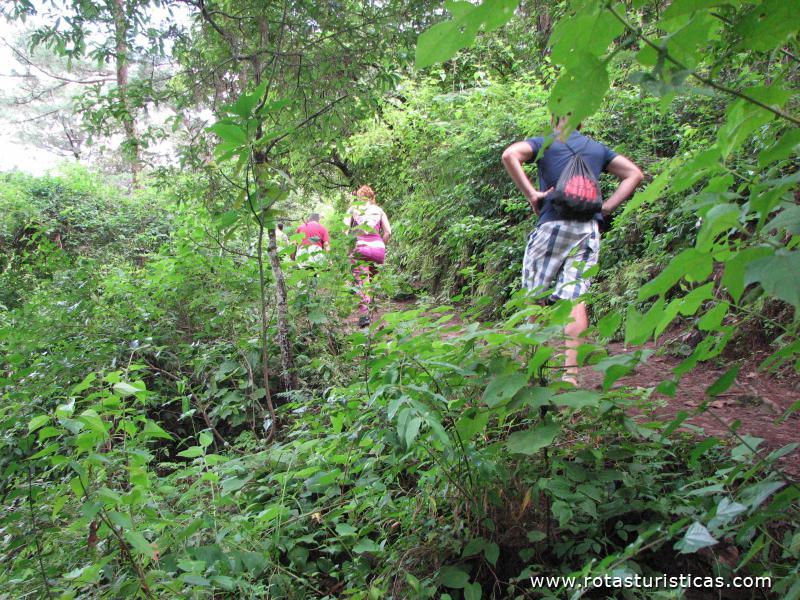 Caminho para o santuário Maia de Pascual Abaj em Chichicastenango