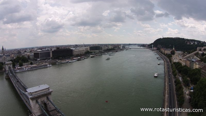 Vista Aérea de Budapeste e do Rio Danúbio