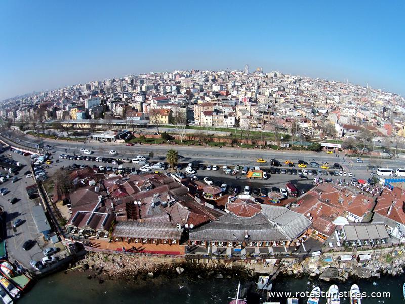 Vista aérea do mercado do peixe, Istanbul, Turkey